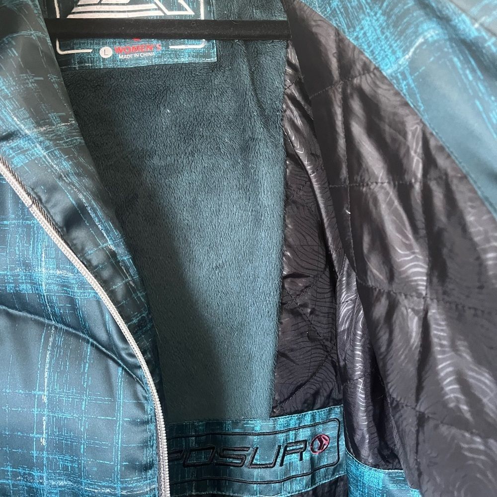 ZeroXposur Women's Puffer Jacket Teal & Black Plaid Zip Up Size L - Picture 6 of 10